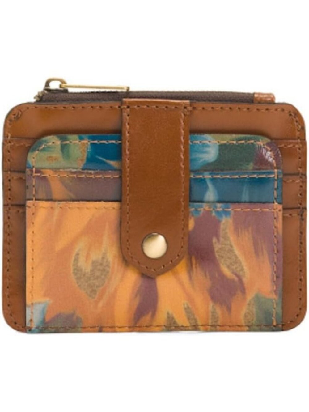 Stylish Leather ID Credit Card Case - Marigold Harvest, Compact & Functional